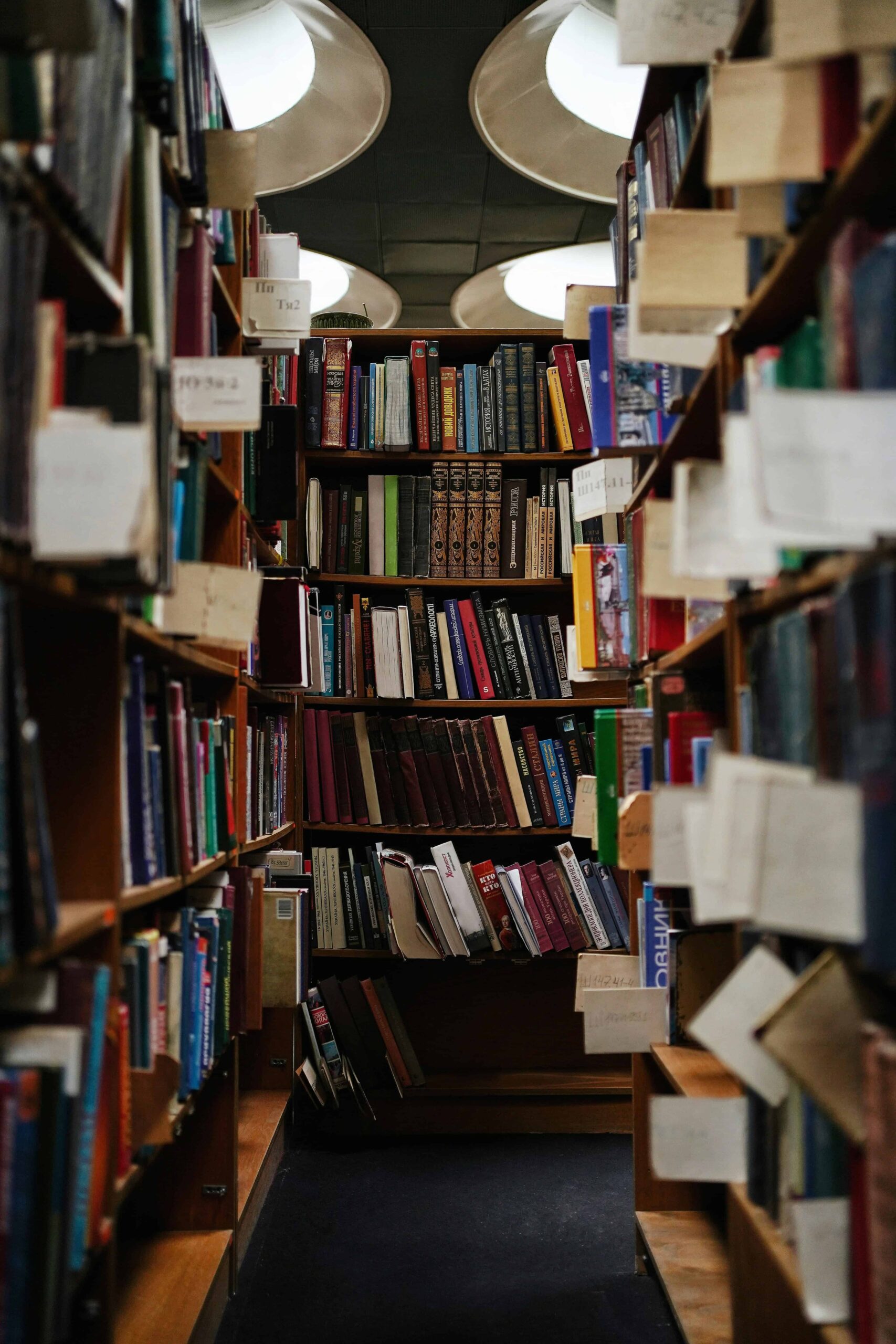 a bookshelves filled with books